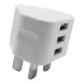 UK Travel Charger AC 110-240V Mains Plug 3 USB Charger Multi Power Adapter Wall Charger. 