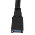 Black USB 3.0 Female to Dual USB Male Y Cable for 2.5 inch Hard Disk. 