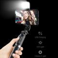 Q07 (100cm) Bluetooth Integrated Selfie Stick with Light and Bluetooth Remote Control. 