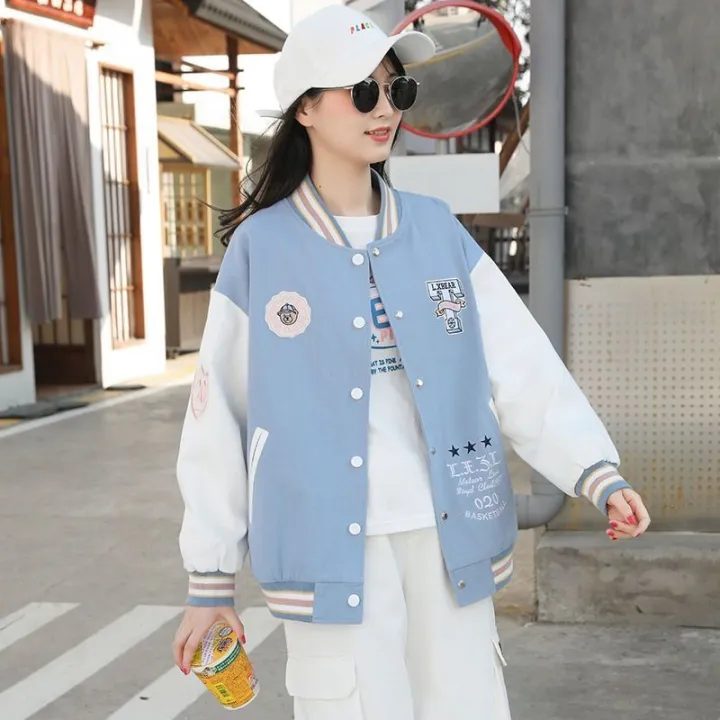 Baseball%20Uniform%20American%20Contrast%20Color%20Spring%20and%20Autumn%20Girl%20Older%20Kid's%20Korean%20Junior%20High%20School%20Student%20Autumn%20Clothes%20Jacket%20High%20School%20Girls'%20Coat%20-%20Image%204