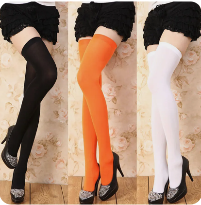 Japanese Style Women Stockings Candy Color Breathable Absorbing Sweat Anti-slack Casual Thigh High Over Knee High Socks Girls Female Long Knee Sock 1Pcs