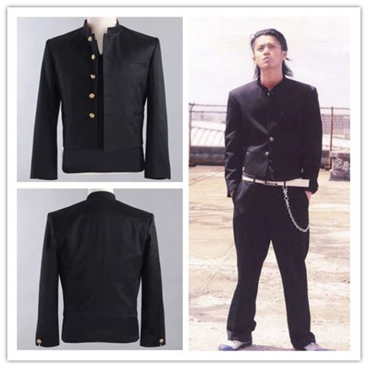 【Alien Alien】 Japanese Mens School Uniform Jacket Coat College Red Collar Tops Crows Kurozu ZERO Oguri Shun Takitani Genji Cosplay