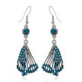 Bohemian Ethnic Long Blue Acrylic Crystal Water Drop Earrings for Women Retro Temperament Geometric Dangle Earrings Jewelry. 