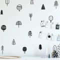 Cute Woodland Pine Tree Wall Decals Nursery Art Decor Forest Vinyl Wall Stickers Kids Bedroom Natural Decoration. 