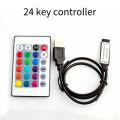 2X RGB Controller DC5V USB 5V 24 Keys Remote Wireless Controller for COB SMD 3528 5050 RGB Tape Lights.
