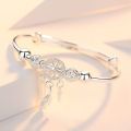 Wholesale Fine 925 Sterling Silver Bangles Bracelet Charms Heart Open for Women Lady Jewelry Adjustment Cuff Wedding Gift. 
