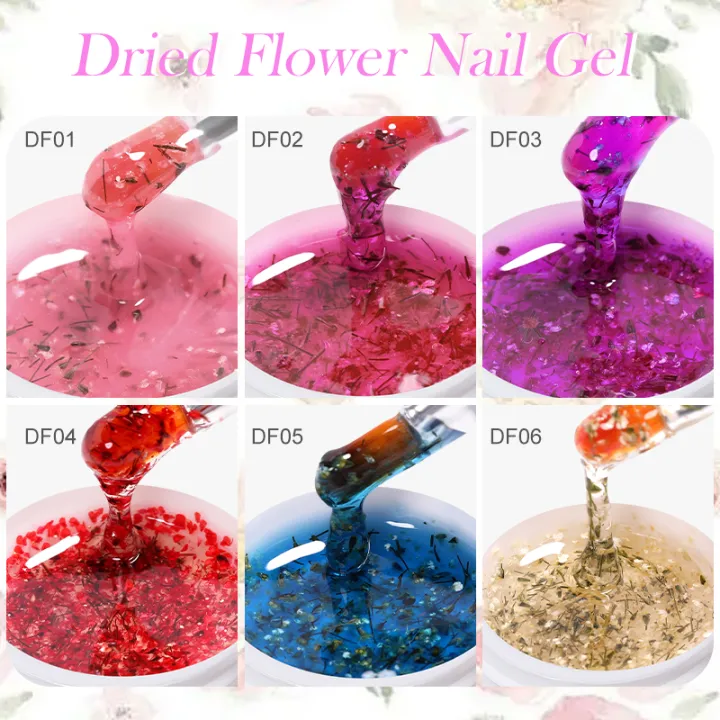 LILYCUTE%208ml%20Natural%20Dried%20Flower%20Colorful%20Gel%20Nail%20Polish%20Pink%20Purple%20Blue%20Flower%20Fairy%20Painting%20Effect%20Nail%20Art%20Gel%20Varnishes%20-%20Image%204
