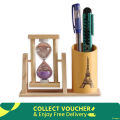 Beautiful Pen Stand with Hourglass Singel Timer Clock & Pen Holder For Home Office Desk Decor Student Stationery GlFT Item. 