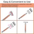 Men's Shaver Razor Handle Shaving Handle Double Edge Shaving Stainless Steel Safety Beard Razor Replacement Shaving Accessories. 