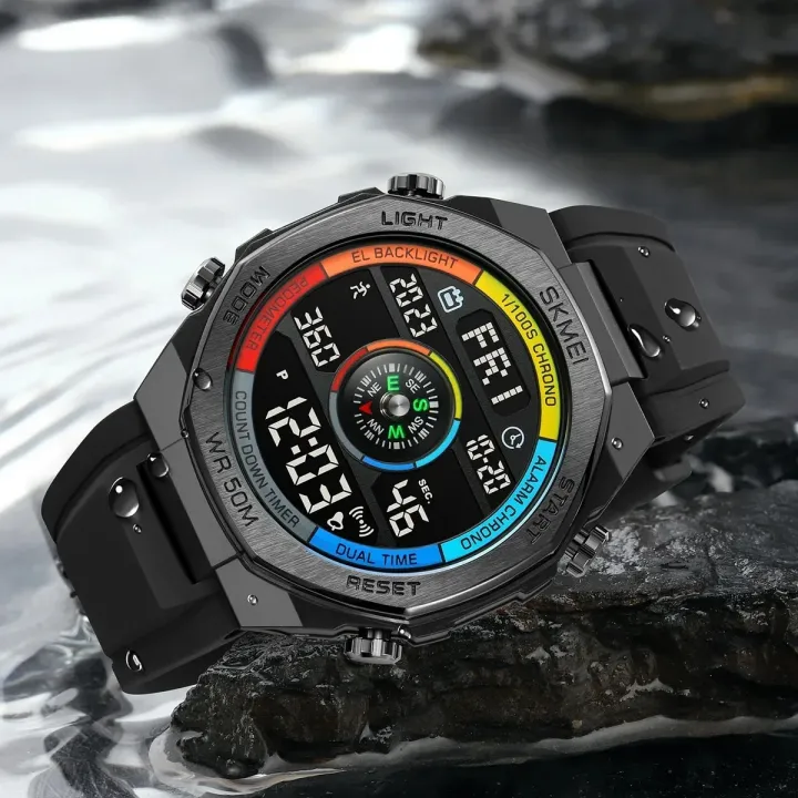 SKMEI%202209%20Multifunctional%20Waterproof%20LED%20Watch%20Sports%20Electronic%20Watch%20Men's%20Outdoor%20Sports%20Compass%20Electronic%20Watch%20-%20Image%202