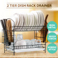 2 Layer Dish Drainer Cutlery Shelf Drying Holder Rack Drip Tray Mobile Kitchen Storage Kitchen Racks Stands  MA. 