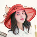 Sun Hat Female Sun Color Hat Sun Protection UV Protection Spring Summer Hat Gauze Cap Beach Hat Organza Black Edge. 