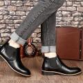 2019 new Chelsea booties male Brock carved casual high shoes male pointed Martin boots - Black {42}.