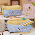 Puppy Print Zipper Pencil Bag Multi-function Stationery Case Storage Bag Heart Shaped Sticky Notes For Student School Supplies.