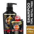 Sunsilk Shampoo Stunning Black Shine 450ml (75ml Refill Free). 