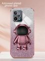 AnDyH Phone Case for OPPO Realme C31 4G Flash Powder Gradient Plating Casing with Astronaut Stand. 