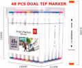 Deli E70803-48 Dual Tip Sketch Markers – 48 Colors, Brush & Chisel Tip Art Markers for Painting, Sketching, Calligraphy, Drawing & Coloring. 