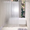 Clear EVA Shower Curtain Liner Waterproof Transparent 3D Water Square Bathroom Curtain in 71inch x 79inch, 12 Hooks. 