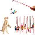 1pcs Cat Toy Mouse On A Stick Teaser Metal Bell Feather Play Pet Dangler Wand. 