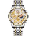 Stylish Poedagar Watch with 3D Gold Bezel and Day-Date Window.