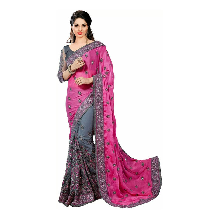 Indian%20Weightless%20Georgette%20Shari%20Pink%20Color%20Sari%20High%20Quality%20Embroidery%20Work%20On%20Blouse%20-%20%E0%A6%B6%E0%A6%BE%E0%A7%9C%E0%A6%BF%20-%20Marvelous%20Exclusive%20High%20Quality%20saree%20for%20women%20-%20Image%202