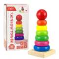 Wooden Toys Rainbow Tower Blocks Rainbow Color Children. 