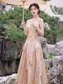 Hanfu Modified Han Elements Dress 2024 New Summer Ancient Costume Flow Fairy Skirt with Wide Sleeves Daily Wearable Super Fairy. 
