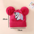 Alien Unicorn Pattern Beanie Embroidered Toddler Baby Knit Hat Winter Pom Hats Warm Cap For Boys Girls 1-4 Years Old.