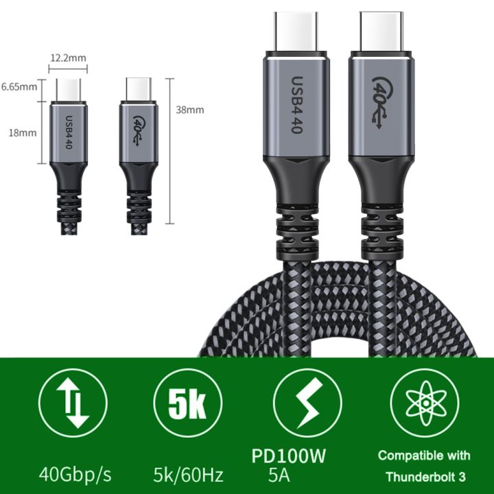 USB4%20Type%20C%20to%20Type%20C%20Cable%20Thunderbolt%203/4%205K@60Hz%2040Gbps%20Data%20Transfer%20100W%205A%20Fast%20Charging%20Cable%20for%20Macbook%20Pro%20Samsung%20-%20Image%203