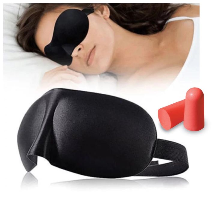 Travel 3D Eye Mask for Sleeping with 1 pair air Plugs for Sleeping Rest Eye Shade Band Eye Patch Blindfold Sleep Aid