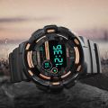 Men Multifunctional Electronic Watch Round Screen Stopwatch Life Waterproof Alarm Clock Night Light Watch.