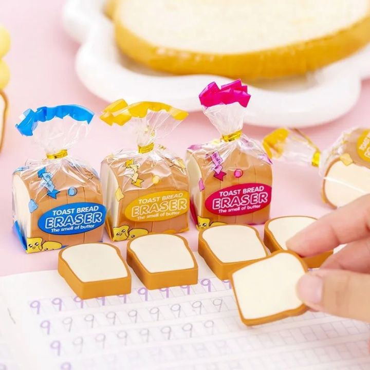 A%20Bag%20of%20Cute%203D%20Replica%20Toast%20Bread%20Shaped%20Children's%20Eraser%20Set%20-%20Image%202