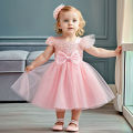 【Exclusive Limited Edition】 Toddler Girls Party Dress Sequins Princess Evening Mesh Gown Girls Fly Sleeves 1-5Years Birthday Weddings Baby Girls Dress. 