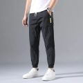 Ice Silk Pants Men's Summer Thin Section Trend Wild Loose Casual Pants Sports Pants Quick-drying Harlan Nine-point Pants.