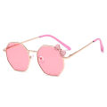 Fashion Girl Bow Metal Sunglasses Polygon Trend Lovely Glasses. 