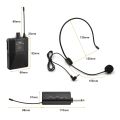 UHF Wireless Microphone Headset with Transmitter and Receiver, LED Digital Display Bodypack Transmitter - black.