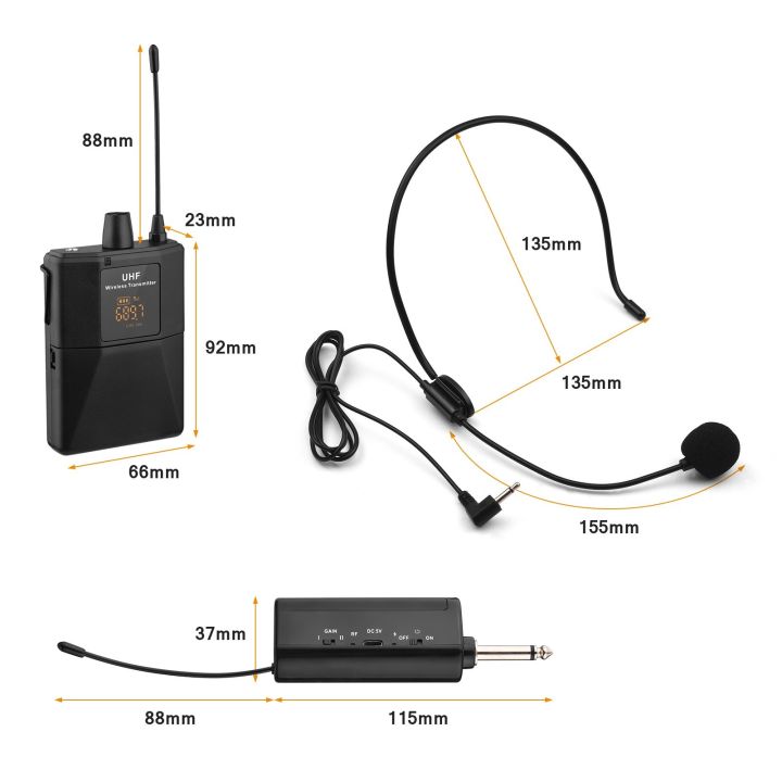 UHF%20Wireless%20Microphone%20Headset%20with%20Transmitter%20and%20Receiver,%20LED%20Digital%20Display%20Bodypack%20Transmitter%20-%20black%20-%20Image%205