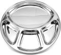 Stainless Steel Round Dining Plate With 4 Compartments - Ideal For Lunch And Dinner. 