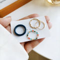Retro Hong Kong style simple four-piece ring women's fashion design sense index finger ring personality contrast beaded ring 959. 