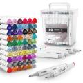 Art Markers Set, 60 colour Dual Tips Permanent Artist Coloring Drawing Markers Pen.