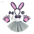 Bunny Costume Set Cosplay Nose Modern for Stage Shows Easter Themed Parties Gray 6pcs. 