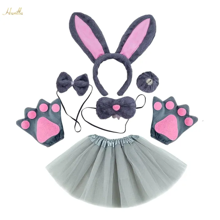 Bunny%20Costume%20Set%20Cosplay%20Nose%20Modern%20for%20Stage%20Shows%20Easter%20Themed%20Parties%20Gray%206pcs%20-%20Image%202