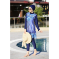 Women Muslim Swimwears Long Sleeves Sport swimming Togs Printed Stretch Full Cover Hijab 4pcs lslamic Burkinis Wear Bathing Suit. 
