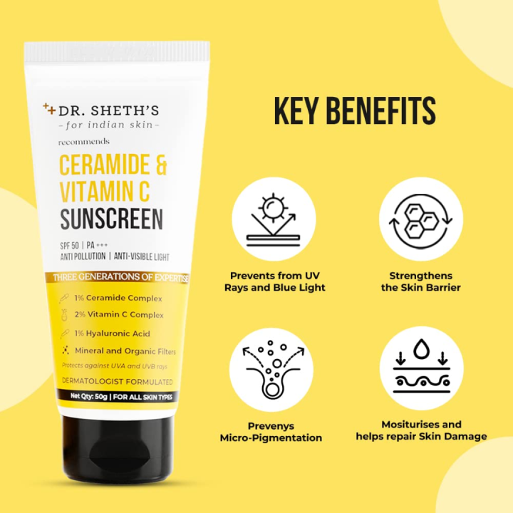 Dr.%20Sheth's%20Ceramide%20&%20Vitamin%20C%20Sunscreen%20SPF%2050+%20PA+++%20-%2050g%20-%20Image%202