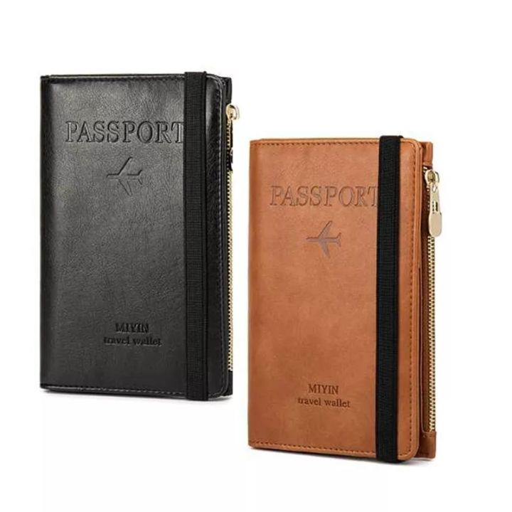 Multifunction Passport Cover PU-Leather Fashionable Passport Bag Passport Holder Frosted PU Leather Travel Bag Wallet Ticket Holder Organizer Case with Zipper