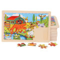 New 24 Pieces Wooden Puzzles Kids Cartoon Animal Wood Jigsaw Early Educational Learning Toys for Children GIFT. 