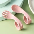 Safety Curly Handle Baby Spoon Fork for Baby Toddler Feeding Training Utensils Infant Children Spoon Tableware Food Grade PP.