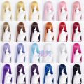 Women Long Bangs 60cm Universal Long Straight Multicolor Modeling Practice Hand Heat Resistant Synthetic Hair Cosplay Wigs.