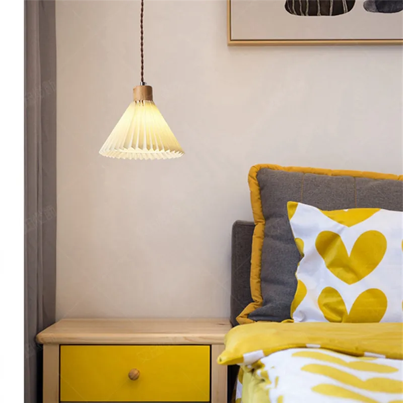 FORIDE Nordic Pleated Bedside Chandelier Household Bedroom Dining