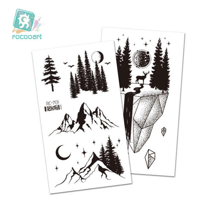 New%20Little%20Fresh%20Waterproof%20Mountain%20River%20Black%20and%20White%20Personalized%20Temporary%20Tattoo%20Hand%20Sticker%20-%20Image%205